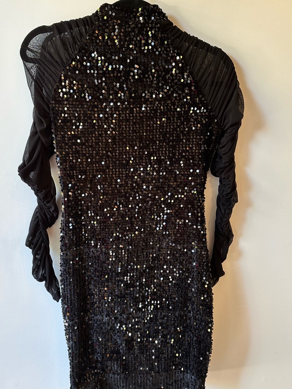 Black Sequin Long Sleeve Dress - Women
